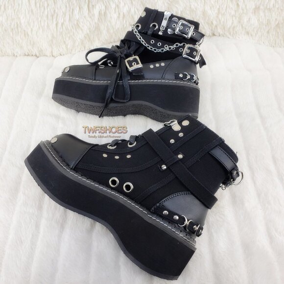 Emily Cut Out Platform Sandal Boots Goth Punk Ankle Boots - Picture 4 of 15